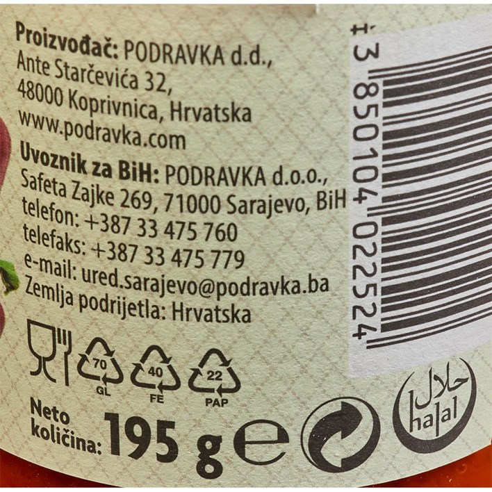 AJVAR LJUTI 195g PODRAVKA