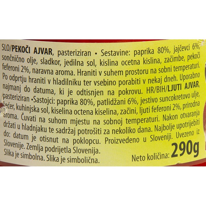 AJVAR LJUTI NATURETA 290g ORBICO