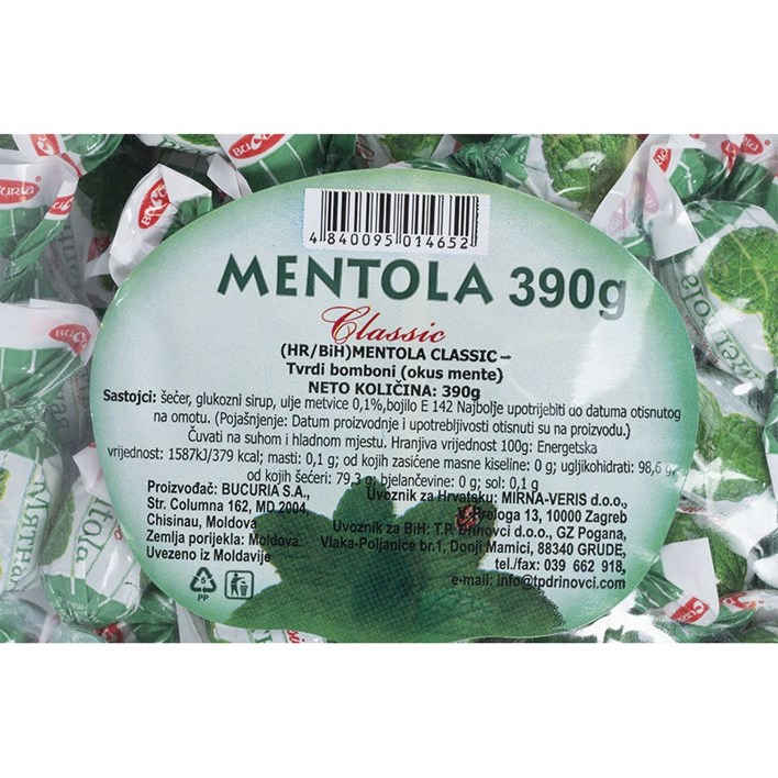 BOMBON MENTOLA 390g MIRNA VERIS