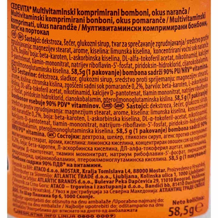 BONBON CEDEVIT NARANČA XXL 58g ATLANTIC