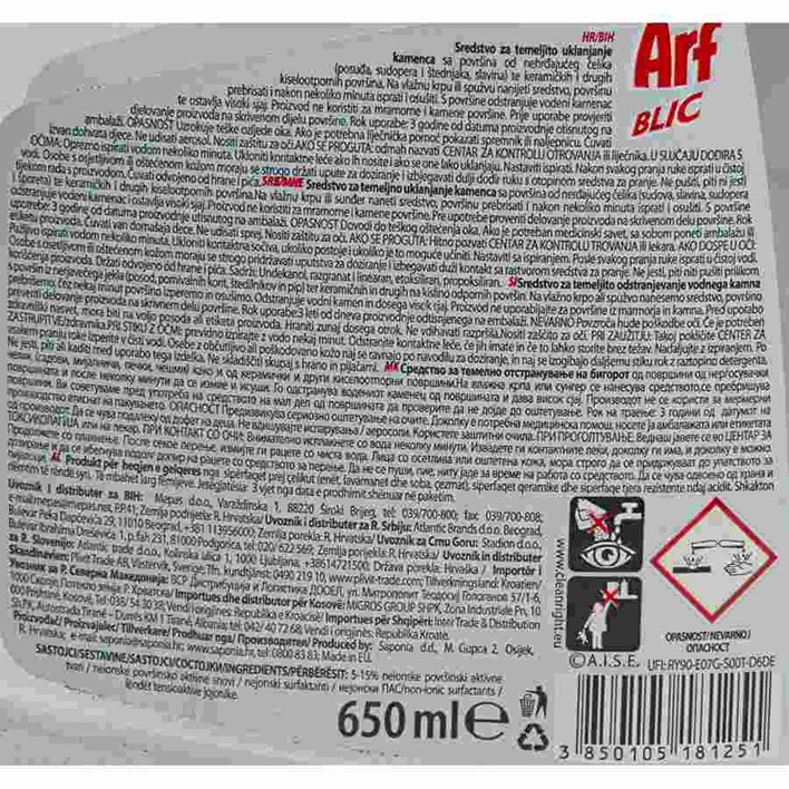 ČISTILO ARF BLIC 650ml SAPONIA