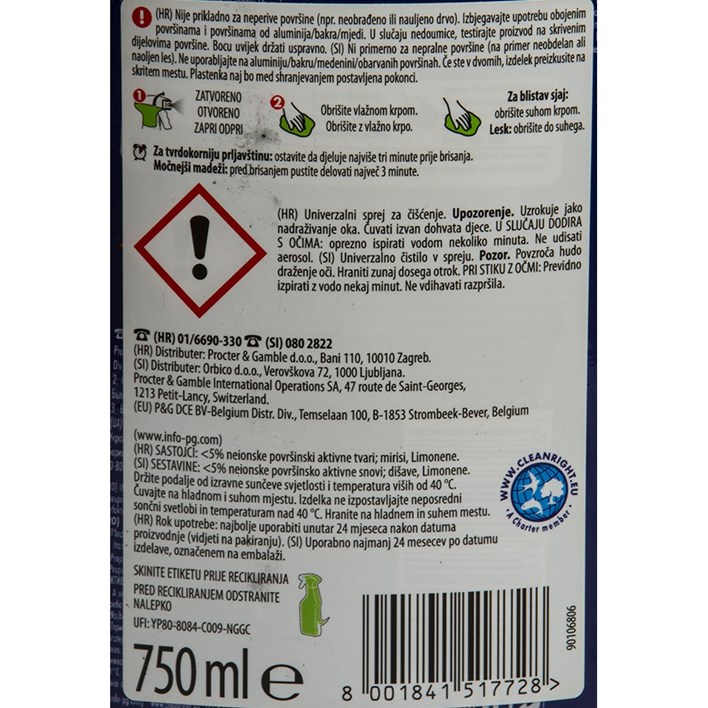 ČISTILO MR PROPER SPREY UNIVERZALNI LIMUN 750ml ORBICO