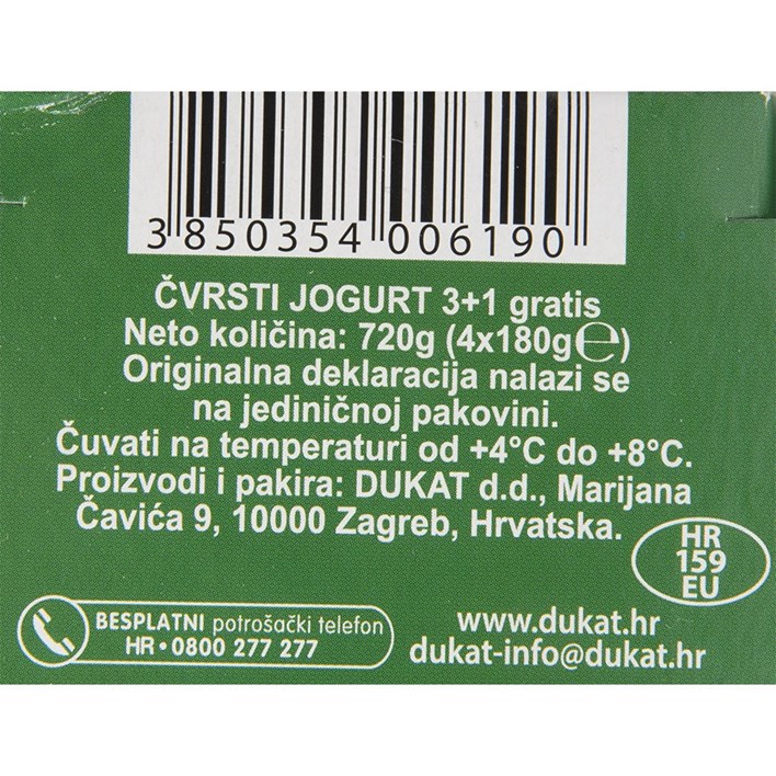 DUKAT JOGURT ČVRSTI 4X180G 3+1 GRATIS