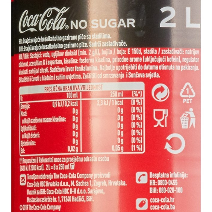 SOK GAZIRANI COCA COLA ZERO 2l COCA COLA