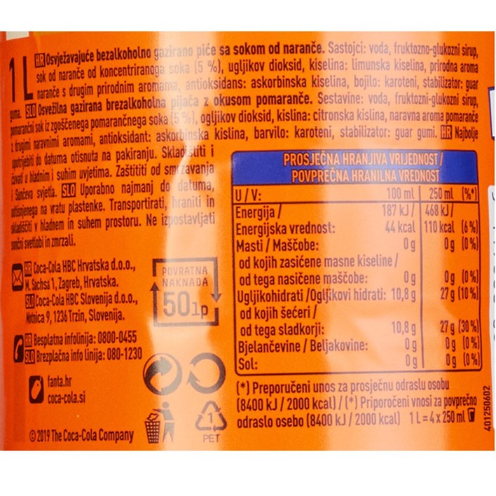 SOK GAZIRANI FANTA 1l COCA COLA