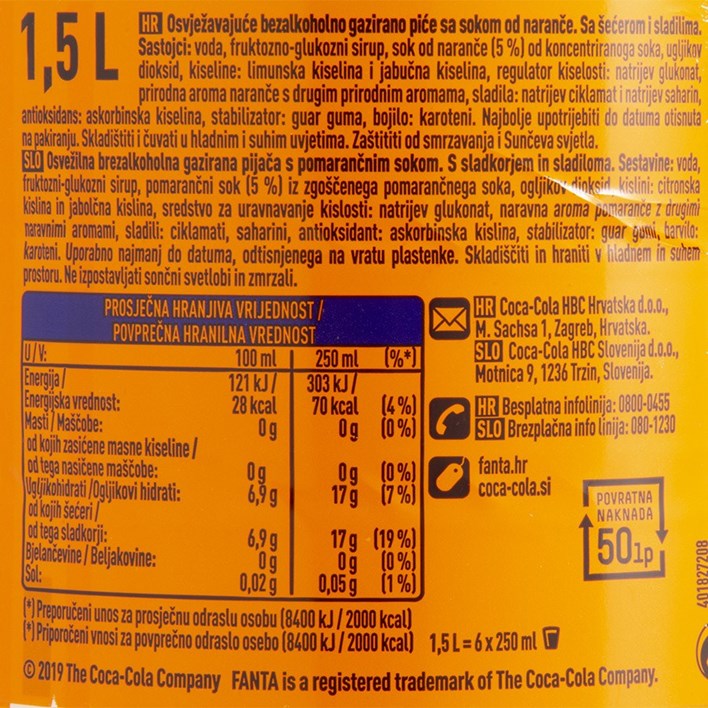 SOK GAZIRANI  FANTA NARANČA 1,5l COCA COLA