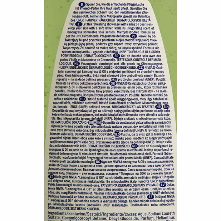 GEL ZA TUŠIRANJE NIVEA LEMONGRASS & OIL 500ml ALCA