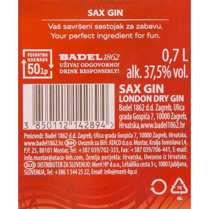 GIN SAX ORIGINAL 0,7l BADEL