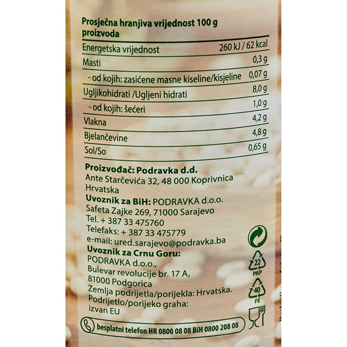 GRAH BIJELI 800g LIMENKA PODRAVKA