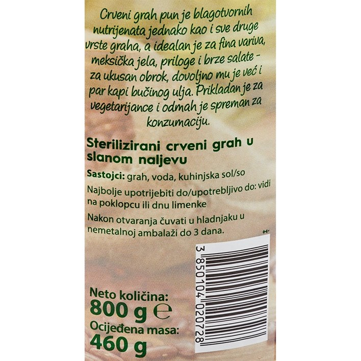 GRAH CRVENI 800g LIMENKA PODRAVKA