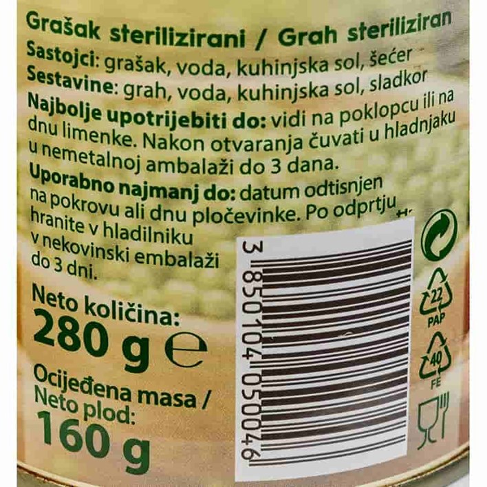 GRAŠAK LIMENKA  280g PODRAVKA