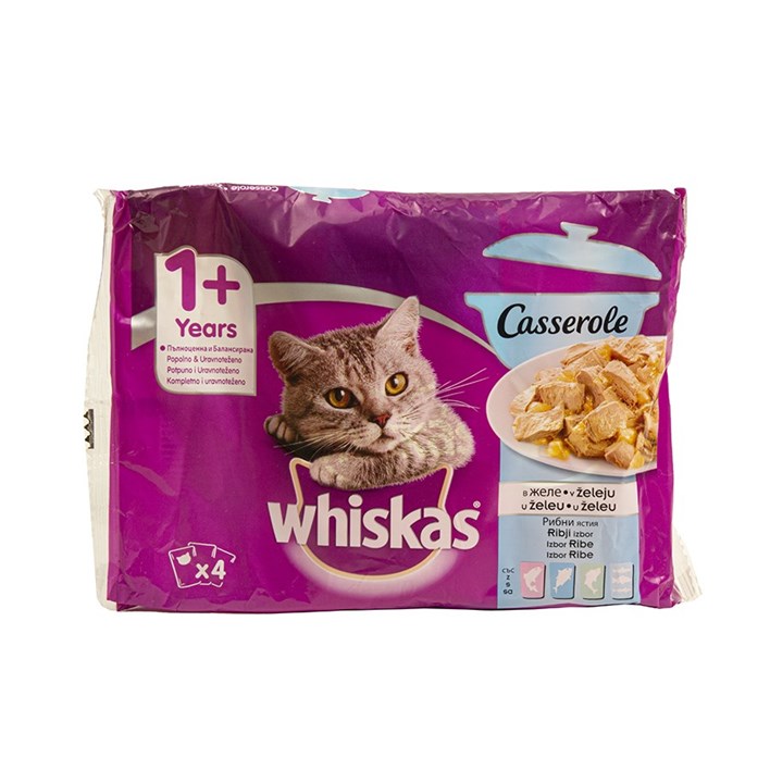 HRANA ZA MAČKE WHISKAS CASSEROLE MIX RIBA 4X85g ATLANTIC