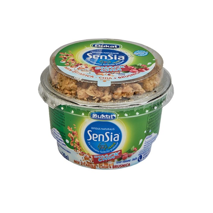 JOGURT SENSIA SNACK BRUSNICA CHIA ŽITARICE 190g DUKAT