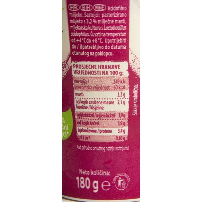 JOGURT ACIDOFIL 180g DUKAT