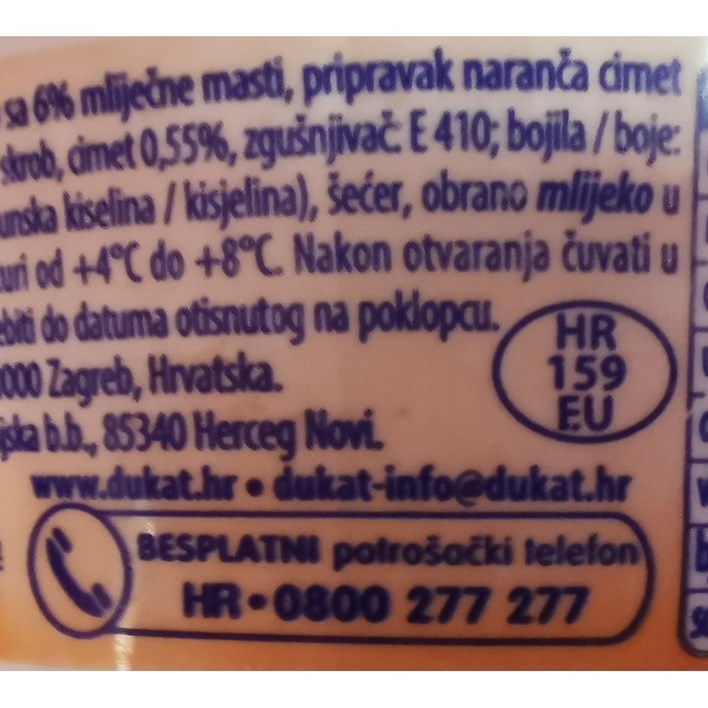 JOGURT DUKATOS NARANČA CIMET 150G