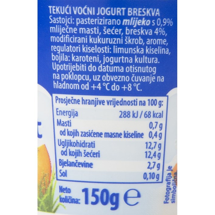 JOGURT VOĆNI DOMAĆA KRAVICA BRESKVA 150g VINDIJA ULTRA