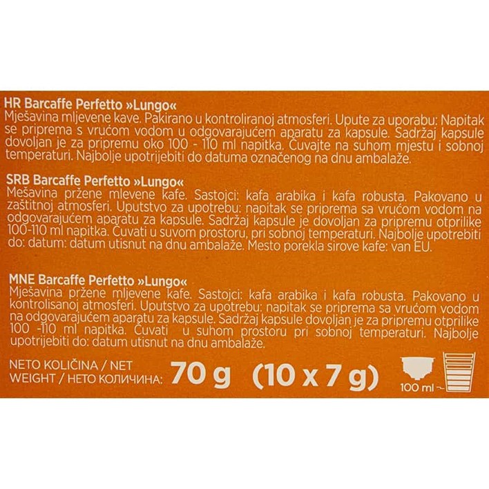 KAVA BARCAFFE PERFETTO LUNGO 70g ATLNTIC