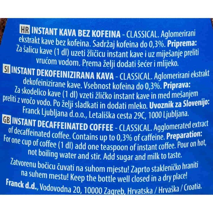 KAVA INSTANT BEZ KOFEINA 100g FRANCK