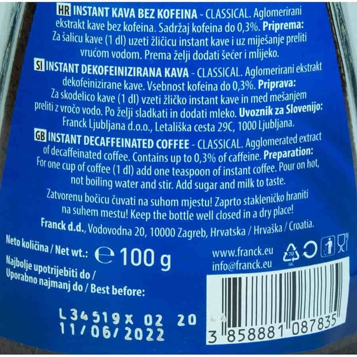 KAVA INSTANT BEZ KOFEINA 100g FRANCK