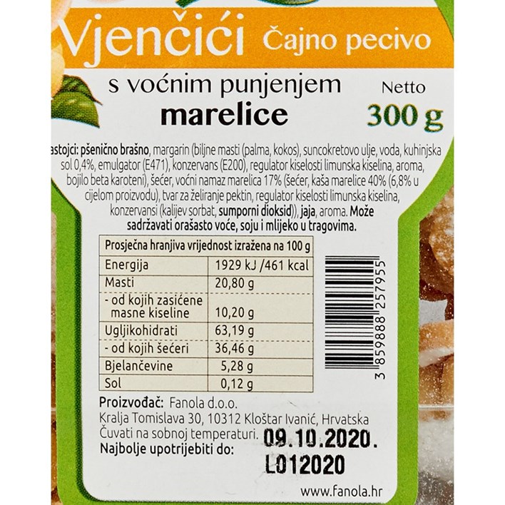 KEKS VJENČIĆI PUNJENI MARELICOM 300g