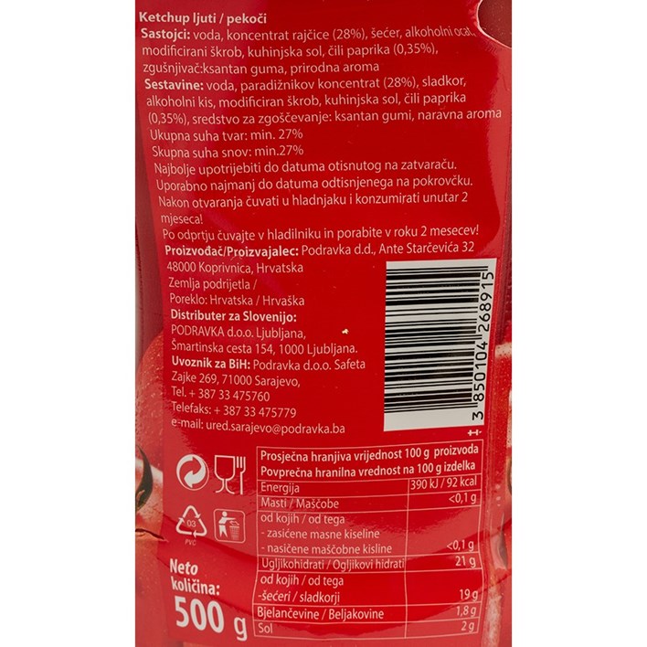 KETCHUP LJUTI 500g PODRAVKA