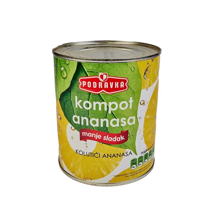 KOMPOT ANANAS KOLUTOVI LIGHT 850g PODRAVKA