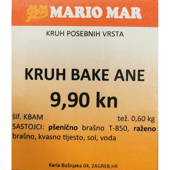 KRUH BAKE ANE 0,60kg MARIO MAR