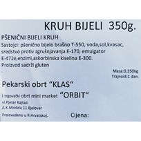 KRUH BIJELI 350g KLAS