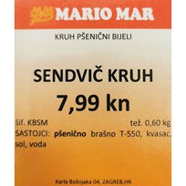 KRUH BIJELI SEMDVIČ 0,60kg MARIO MAR