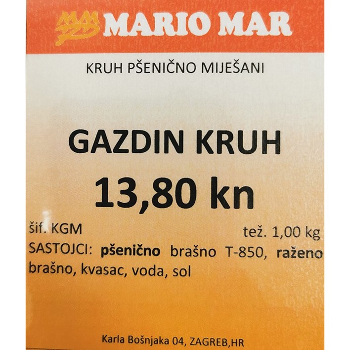 KRUH GAZDIN 1kg MARIO MAR