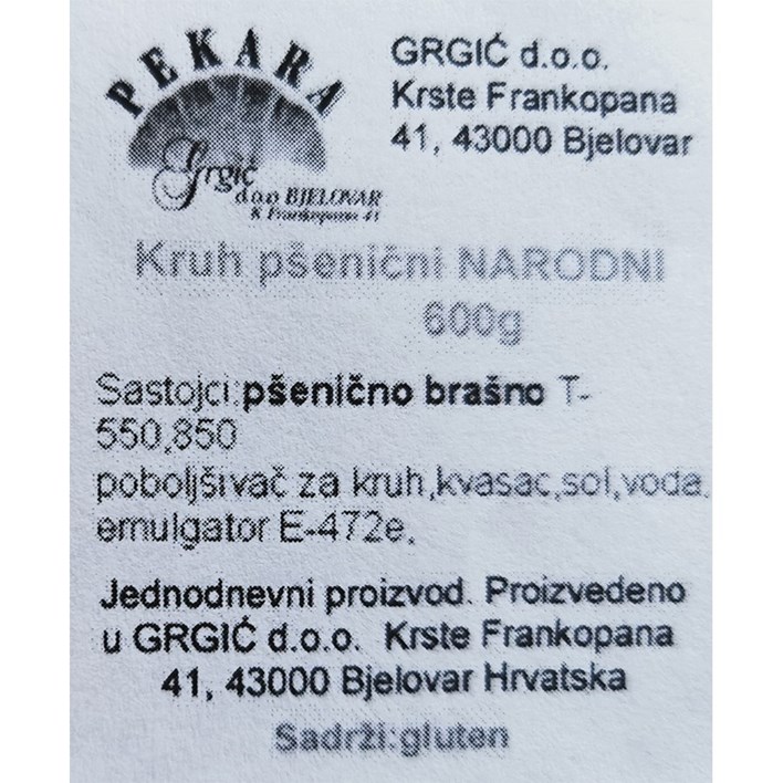 KRUH NARODNI 600g GRGIĆ