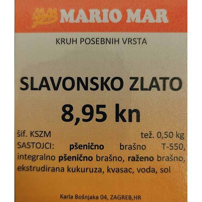KRUH SLAVONSKO ZLATO 0,50kg MARIO MAR