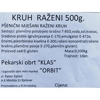 KRUH VIKEND RAŽENI 500g KLAS