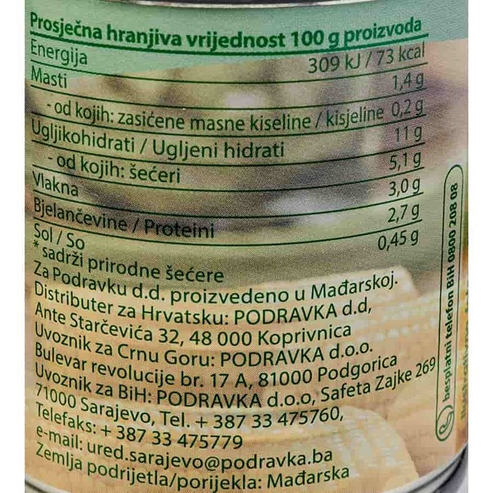 KUKURUZ ŠEĆERAC 150g LIMENKA PODRAVKA