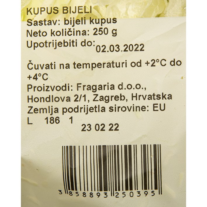 KUPUS BIJELI 250g FRAGARIA