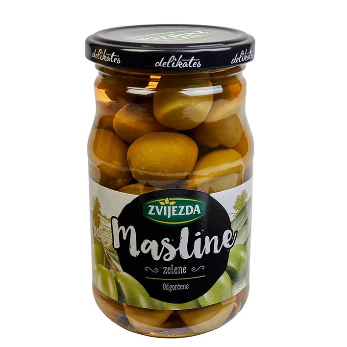 MASLINE ZELENE ODGORČENE 350g ZVIJEZDA