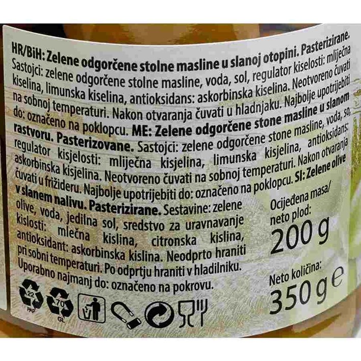 MASLINE ZELENE ODGORČENE 350g ZVIJEZDA