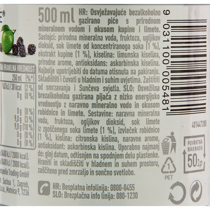 VODA MINERALNA ROMERQUELLE KUPINA I LIMETA 0,5l COCA COLA