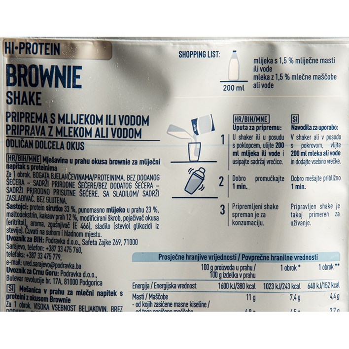 MJEŠAVINA DOLCELA HI PROTEIN BROWNIE SHAKE 40g PODRAVKA