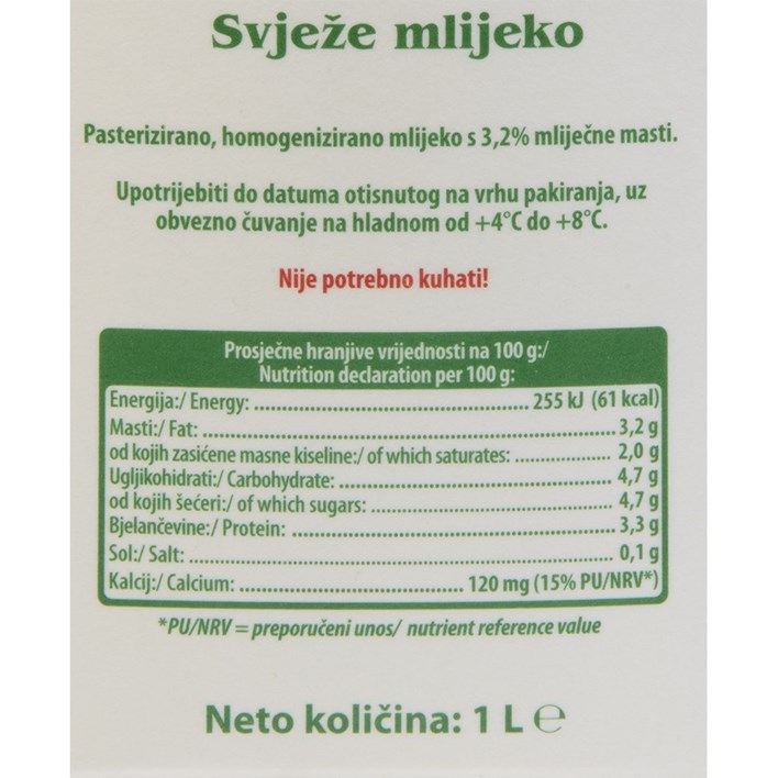 MLIJEKO SVJEŽE 3,2%MM 1LTTP VINDIJA