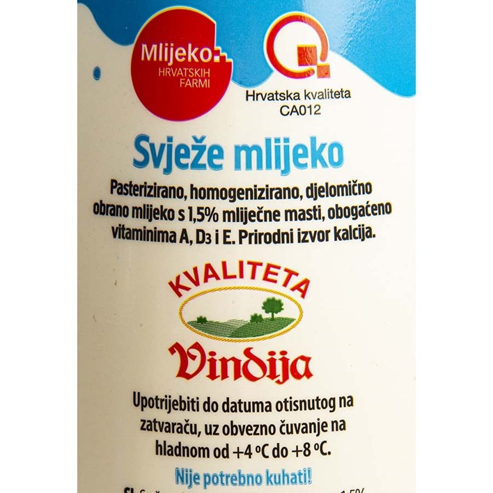 MLIJEKO SVJEŽE 21 1,5%mm 1l VINDIJA