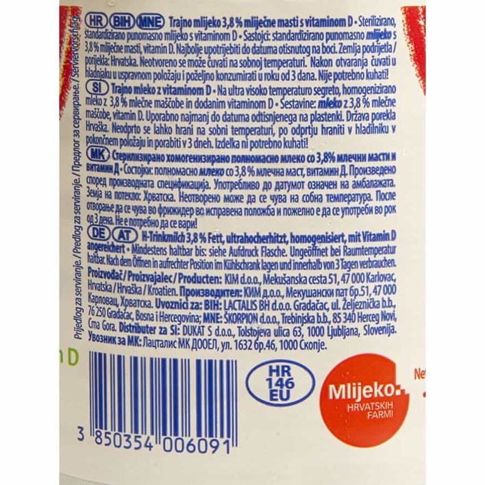 MLIJEKO TRAJNO 3,8%MM 1L BOCA DUKAT