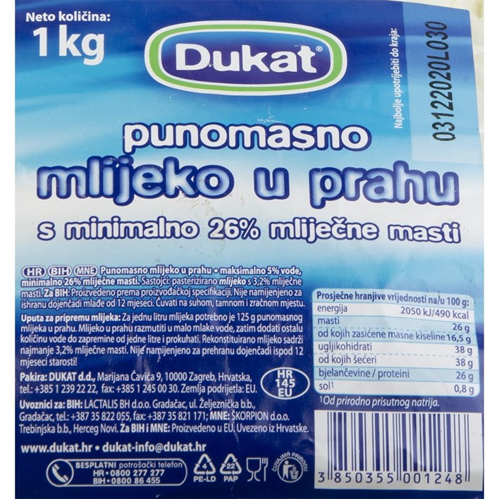 MLIJEKO U PRAHU 25%MM 1kg DUKAT