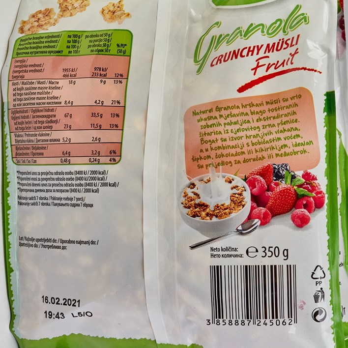 MUESLI GRANOLA FRUIT 350g AWT