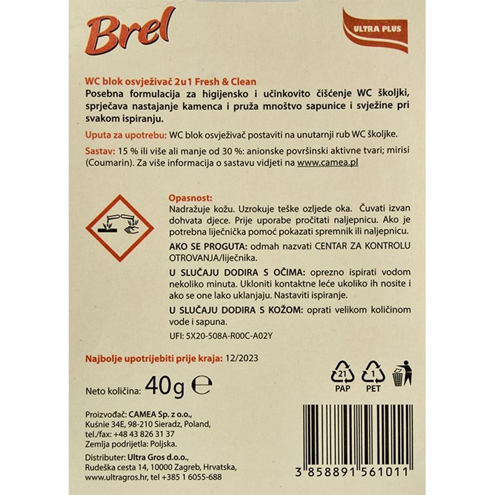 OSVJEŽIVAČ WC BREL 40g FRESH&CLEAN ULTRA