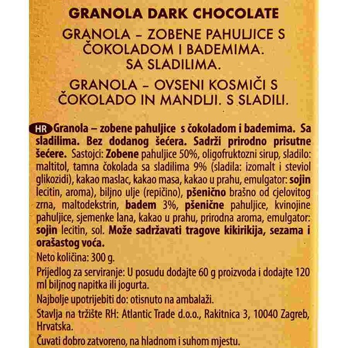 PAHULJICE ZOBENE GRANOLA BOOM BOX ČOKOLADA 300g ATLANTIC