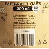 PAPIRNATE ČAŠE BIJELE 200ml 50kom SPARTA TRGOVINA