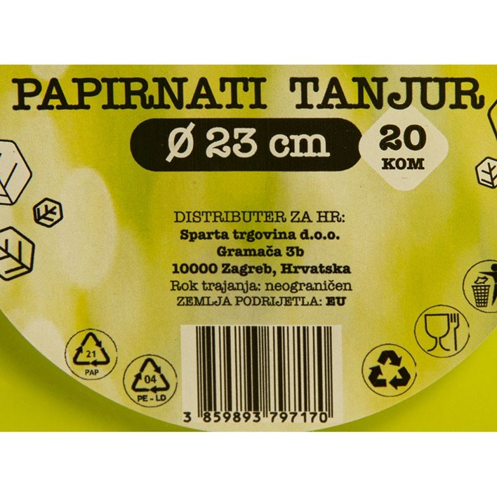 PAPIRNATI TANJUR ZELENI 20kom SPARTA TRGOVINA