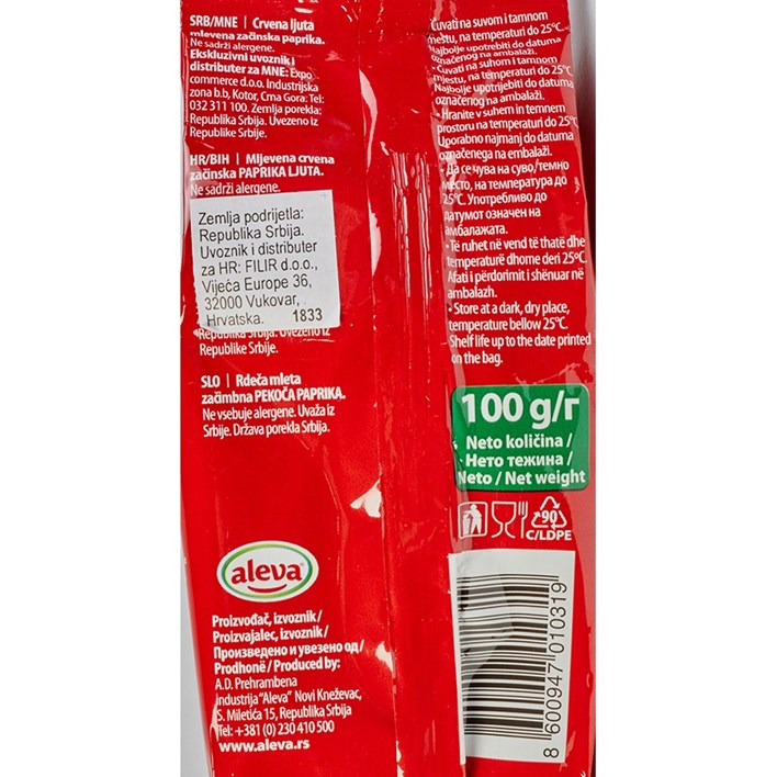 ZAČIN PAPRIKA MLJEVENA LJUTA ALEVA 100g FILIR