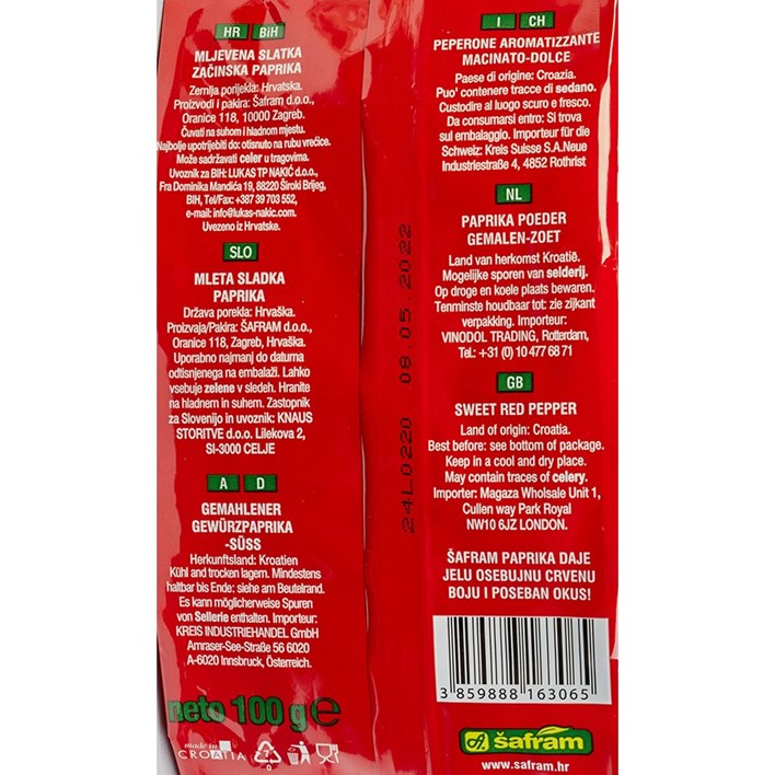 PAPRIKA SLATKA MLJEVENA 100g ŠAFRAM